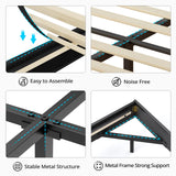 BTHFST Dark Grey Floating Bed Frame with LED Lights and Storage Headboard, Queen Size, No Box Spring Required BTHFST