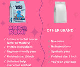 Amigo Rumi Cute Dinosaur Beginners Crochet Kit - Learn How to Crochet Starter Kit - 3+ Hours of Video Tutorials & Crocheting Book - Easy to See Yarn - Amigurumi Stuffed Animal for Kids 12+ & Adults Amigo Rumi