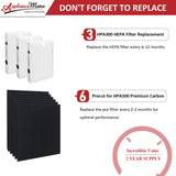 HPA300 HEPA Filter Replacement for Honeywell Air Purifier 3 HEPA R Filters and 6 Pre-cut A Carbon Pre-filter by APPLIANCEMATES APPLIANCEMATES