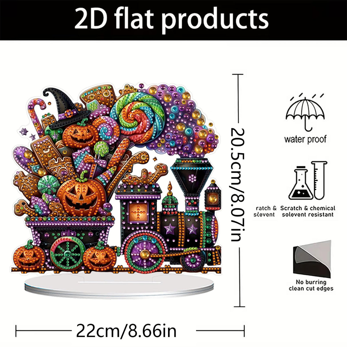 NQRSBUI DIY Halloween Tabletop Diamond Art Painting Kit, Special Shaped Diamond Painting Desktop Ornament, Double Sided Diamond Art Desktop Kits for Home Office Decor (Halloween Train) NQRSBUI