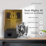 Phrozen Sonic Mighty 4K Large LCD Resin 3D Printer, L7.9 x W4.9 x H8.7 Printing Volume, 9.3" Mono LCD Screen & 22cm Z-axis, Matrix LED UV Light Tech, Large 3D Models, Miniatures,Tabletops phrozen