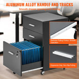 VEVOR File Cabinet, 3-Drawer Wood Filing Cabinet, Locking Office Cabinet for Letter/A4 Size, File Cabinet with 5 Wheels for Home Office, Black VEVOR