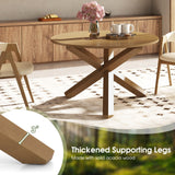 GOFLAME 47" Round Dining Table for 4-6 People, Mid Century Modern Kitchen Table with Solid Acacia Wood Legs, Large Wooden Dinner Table for Kitchen, Dining Room, Restaurant, Natural GOFLAME