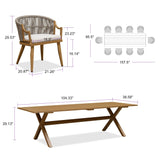 PURPLE LEAF 11 Pieces Outdoor Dining Set All Weather Wicker Patio Dining Set with Rectangular Aluminum Table and Modern Armrest Dining Chairs for Garden Deck Backyard Kitchen, Teak PURPLE LEAF