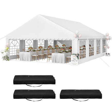 YITAHOME 20x30FT Party PVC White Tent Heavy Duty Wedding Event Shelters Upgraded Galvanized Ripple Canopy with Large Roof Removable Sidewalls & 3 Storage Bags 600D Oxford Commercial YITAHOME