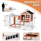Outvita Rabbit Hutch, Small Wood Chicken Coop, 48" Guinea Pig Cage w/Pull-Out Tray, Waterproof Asphalt Roof, Chicken Run, Interactive Door for Small Animal Pen Outdoor Outvita