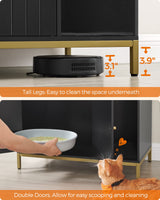 Feandrea Litter Box Enclosure, Modern Cat Litter Box Furniture Hidden, with Scratching Mat, Tall Legs, Cat House, Side End Table, 31.5 x 19.7 x 21.7 Inches, Black and Gold UPCL007B01 Feandrea