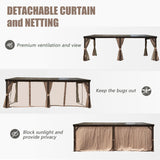 Domi 12' x 20' Lean to Gazebo with Aluminum Frame, Wall Mounted Gazebo Hardtop Galvanized Steel Sloping Roof with Curtains and Netting for Patio Deck Backyard Lawn Party… domi outdoor living