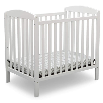 Delta Children Emery Mini Convertible Baby Crib with 2.75-inch Mattress, Bianca White - WoodArtSupply