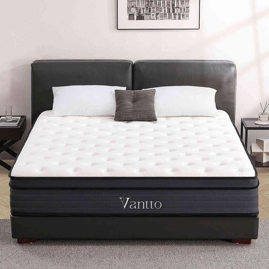 Vantto Full Mattresses, 12 Inch Memory Foam Hybrid Mattress, Pocket Spring Mattress in a Box for Motion Isolation, Strong Edge Support, Pressure Relief and Supportive, CertiPUR-US