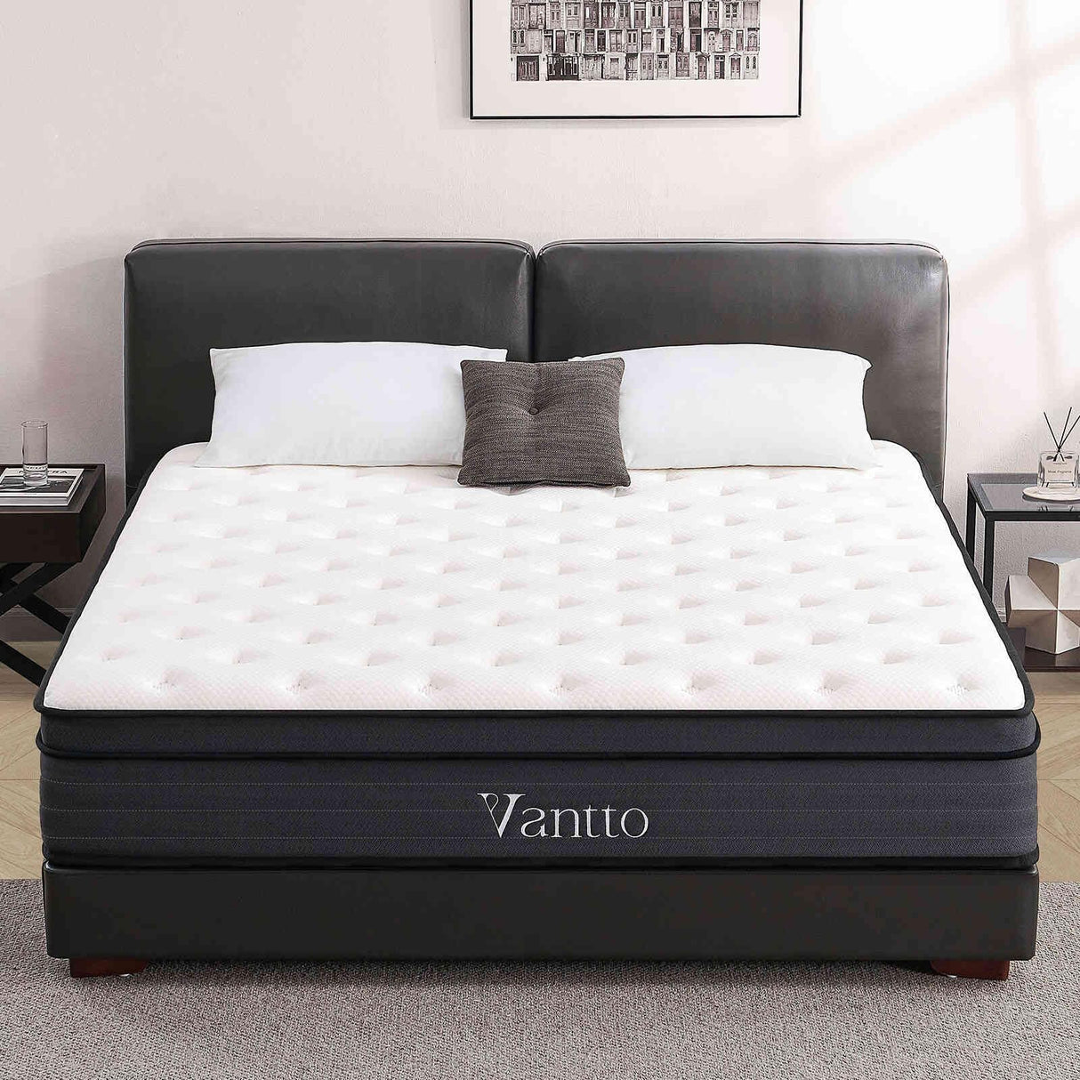 Vantto Queen Size Mattress, 12 Inch Hybrid Memory Foam Mattress in a Box with Pocket Springs for Motion Isolation Pressure Relief, CertiPUR-US, 100 Nights Trial Vantto