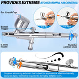 Slskbut Airbrush Kit with Air Compressor 7-Gear Adjustable, 55 PSI Professionals High-Power Air Brush Set, Dual-Action Airbrush Spray Gun Set, for Painting, Nail Art, Makeup, Model and Cake Coloring SLSKBUT