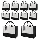 OKBA 10 PCS classic black and white patchwork canvas tote bags, DIY personalized blank beach shopping bag for women, Mom, friend birthday gift OKBA