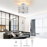 MEXO Farmhouse Crystal Round Semi Flush Mount Modern Close to Ceiling Light Fixture, Cylinder Drum Shade Ceiling Lights 3LT Ceiling Lamp for Kitchen Island Dinning Room Bedroom MEXO