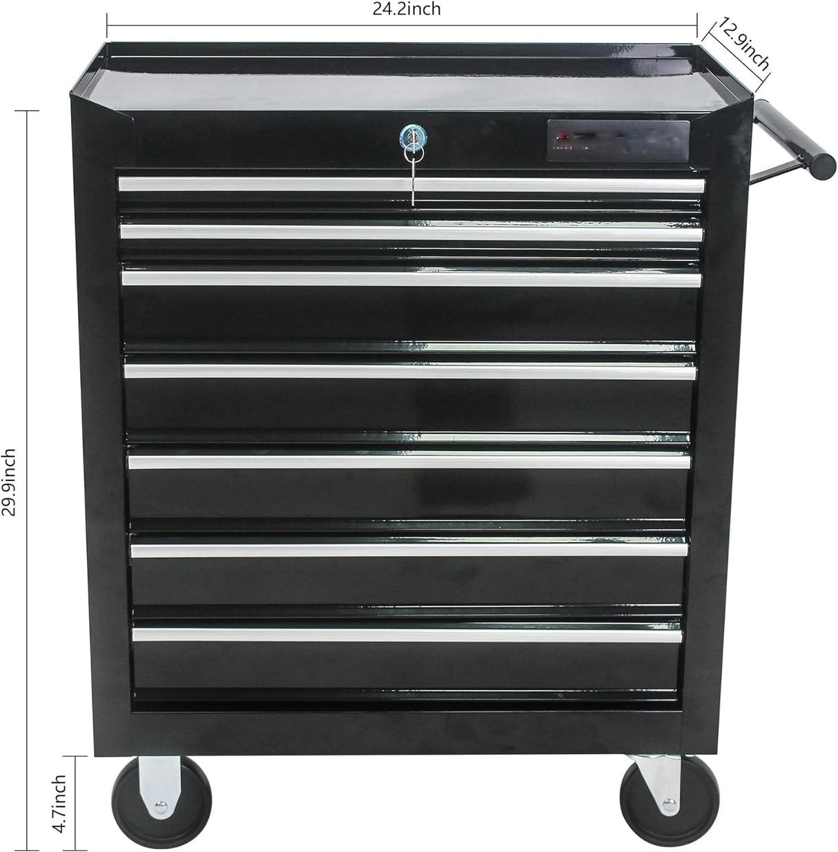 BouPower 7-Drawer Tool Chests, Rolling Tool Storage Cabinet with Detachable Tray - Black Black BouPower