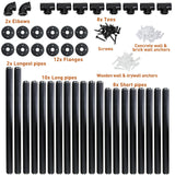 HITOMEN Industrial Iron Pipe Shelves, 2 Set 5-Tier 70.5" Tall 12" Depth, DIY Open Bookshelf Bookcase, Wall Mounted Vintage Retro Shelving, Rustic Farmhouse Pantry Kitchen Storage, Black Shelf Brackets HITOMEN