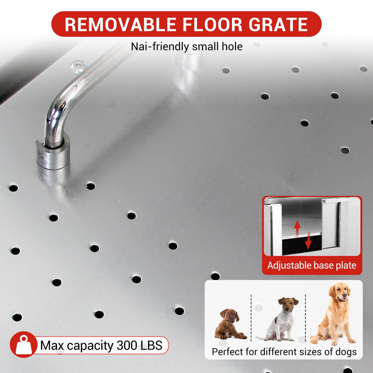 Garvee 50'' Dog Grooming Tub, Professional Dog Washing Station with Retractable Stairs, Stainless Steel Pet Bathtub for Small & Large Dog, Right Door Garvee