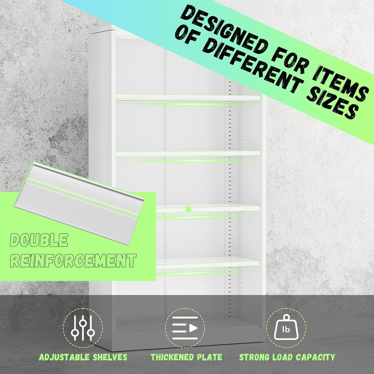 SUNCROWN Metal Storage Cabinets with Lock, Tool Cabinet, 72" Locking Steel Storage, Tall Locker Organizer Garage Cabinets with 2 Doors and 4 Shelves for Home,Office,Warehouse,Garage,School(White) SUNCROWN