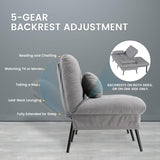 COMHOMA Convertible Sofa Bed,68″Fabric Couch with Adjustable Backrest,Loveseat Recliner Sleeper Living Room Furniture futon Set,Grey COMHOMA