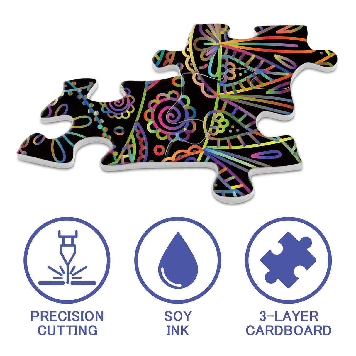 Mandala Puzzle 1000 Pieces for Adults, Difficult Impossible Puzzle Hard, Challenging Round Jigsaw Puzzle as Mandala Decor BBOLDIN