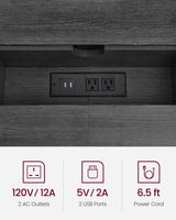 VASAGLE 70.9-Inch Console Table with Outlet and Shelves, Sofa Table with Charging Station, Behind Couch Table Skinny, Entryway Table for Hallway, Living Room, Charcoal Gray and Ink Black ULNT118B22 VASAGLE