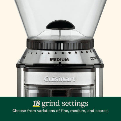 CUISINART Coffee Grinder, Electric Burr One-Touch Automatic Grinder with18-Position Grind Selector, Stainless Steel, DBM-8P1