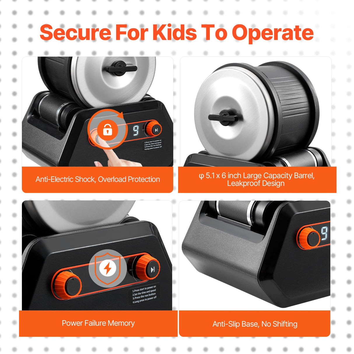 VEVOR Rock Tumbler Kit, 4 lbs Rock Polishing Kit, 9 Speed Settings 9-Day Polishing Timer Stone Polishing Kit, Rock Polisher with Rough Gemstones and Polishing Grits, Rock Polisher for Kids Adults VEVOR