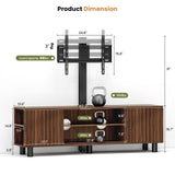 Lamtor TV-Stand with Mount and Power Outlet, Fluted TV Stand for 65 70 75 Inch TV, Entertainment Center with Storage, Media Console Table for Living Room, Walnut Lamtor