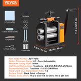 VEVOR Rolling Mill, 3"/76 mm Jewelry Rolling Mill Machine, 1: 2 Gear Ratio, 3-in-1 Multi-Function Rolling Mill, 0.1-7mm Press Thickness for Metal Jewelry Making Sheet Square Wire Semicircle Pattern VEVOR