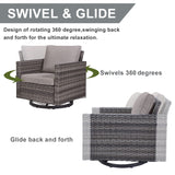 HUMMUH Patio Furniture 10 Piece PE Wicker 6-Seater Outdoor Sectional Sofa Patio Swivel Chairs Outdoor Chairs with Tables for Porch,Garden,Backyard,Deck HUMMUH