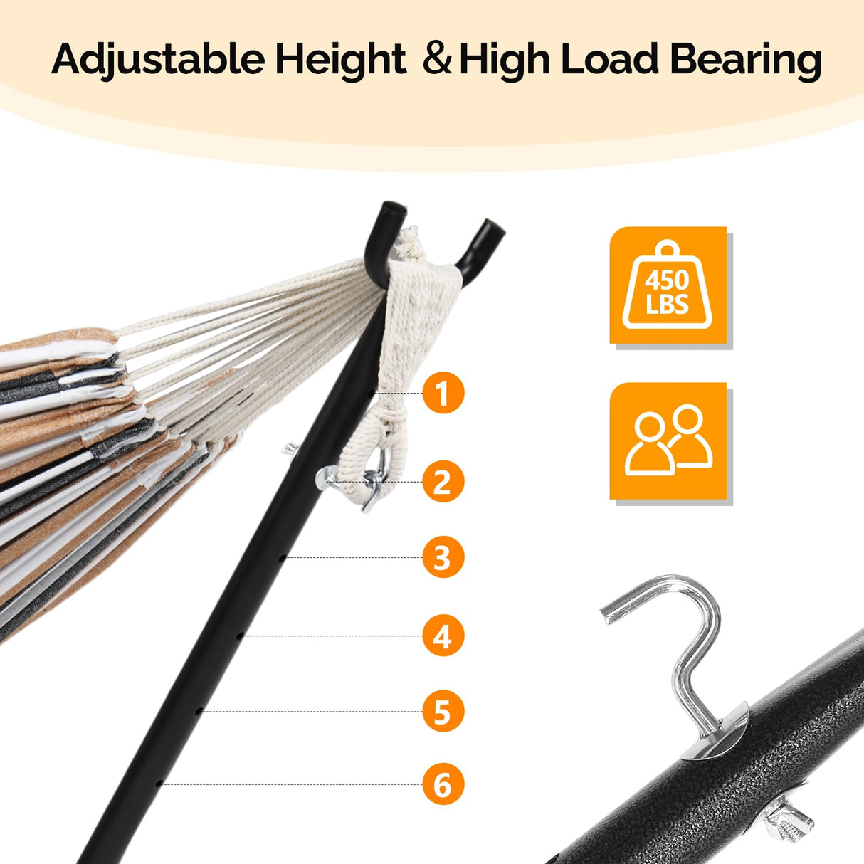 ONCLOUD 9 FT Hammock Stand Only, Heavy Duty Adjustable Indoor Outdoor Space Saving Steel Stand with Carrying Case, Universal Hammock Stand with 450 Pounds Capacity for Garden, Yard, Patio, Black ONCLOUD