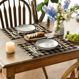 Artoid Mode Wood Love Family Home Together Buffalo Plaid Placemats Set of 4, 12x18 Inch Farmhouse Table Mats Party Kitchen Dining Decoration Artoid Mode