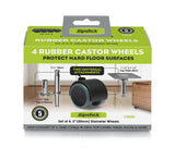 Slipstick CB681 2 Inch Floor Protector Rubber Caster Wheels (Set of 4) 5/16 Inch Stem or Top Plate Mounting Options - Black/Gray Green Slipstick