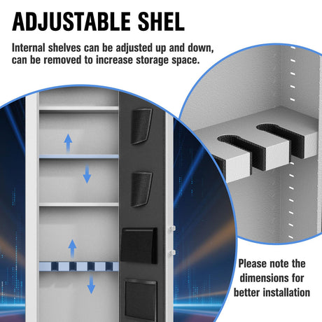 INTERGREAT [2024 NEW] 53" Wall Gun Safe, Gun Safes for Rifles and Pistols with Adjustable Rack, Gun Cabinets for Rifles and Shotguns, 4 Rifle Safe with 3 Removable Shelf(White) INTERGREAT