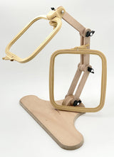 Nurge Adjustable Embroidery Table Stand and Embroidery Hoop Small-Medium , Cross Stitch Hoop Stand, Embroidery Hoop Holder. Hand Polished Natural Wood (Stand + No:2-3) Nurge
