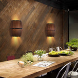 VPABES Rustic Wood Wine Barrel Wall Sconce Lighting Fixture Farmhouse Indoor Wall Mount Lamp for Living Room Kitchen Bars Decoration, 11.8"x7.87" E12 Bulb Base Hardwired VPABES