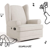 Storkcraft Serenity Glider Recliner Nursery Chair with USB Charging Port (Ivory) – Premium Upholstered Nursery Glider Recliner with Manual Recline Function, Dual USB Charging Storkcraft
