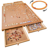Bits and Pieces - 1000 Piece Puzzle Board with Drawers - Original Standard Wooden Puzzle Plateau - Tabletop Deluxe Jigsaw Puzzle Organizer and Puzzle Storage System (Standard with Spinner) Bits and Pieces