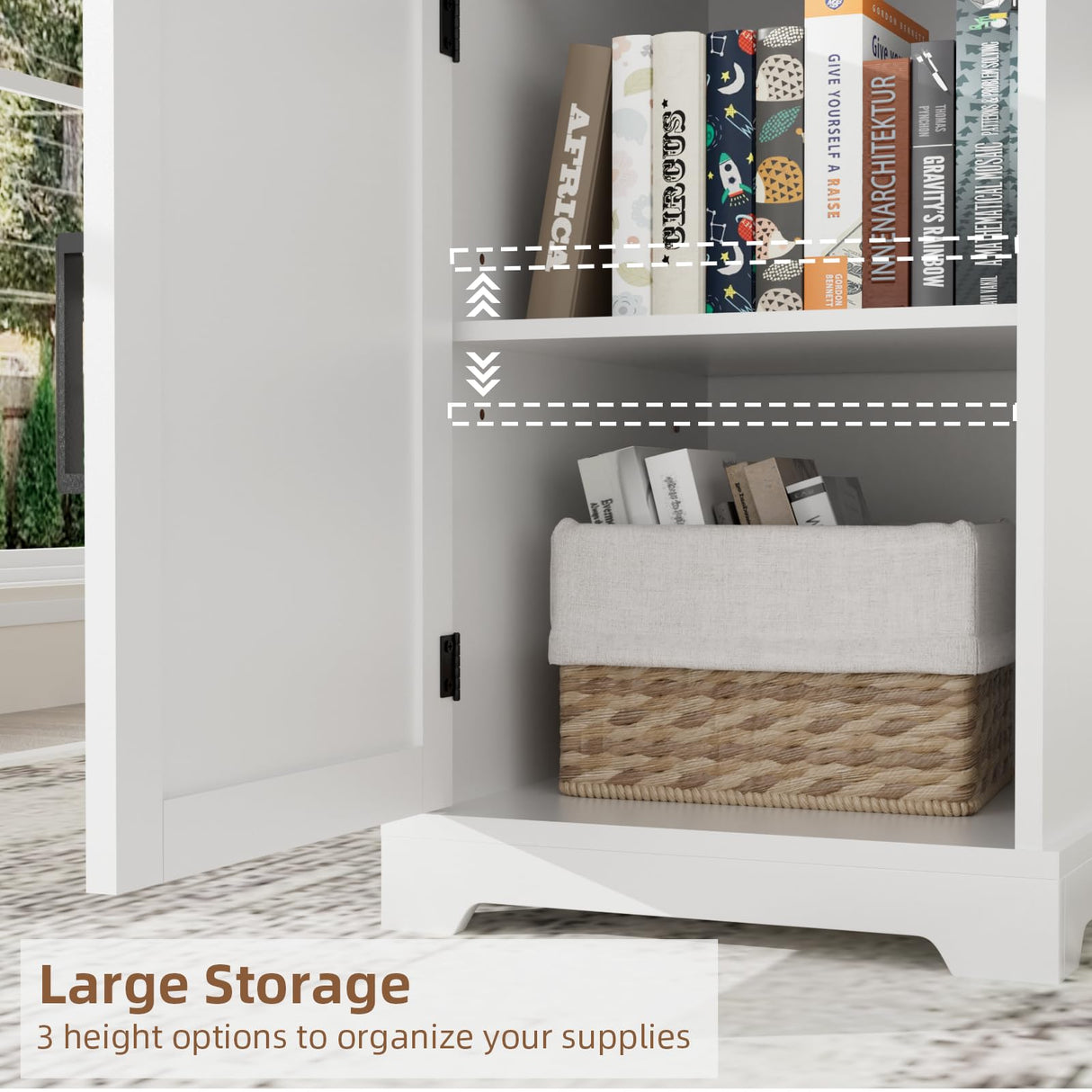 VOWNER 55" Executive Desk, Home Office Desk with Drawers and Storage Cabinet, Farmhouse Wood Desk Workspace for Work Study Writing, Charging Station, Letter/A4 File Drawer, White VOWNER