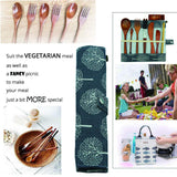 Busnos bamboo Utensils for Eating Reusable wooden travel flatware set with Case 9 Pcs durable wooden cutlery wooden spoons forks and chopsticks Wood Flatware Set with Knife Fork Spoon Chopsticks Straw Busnos