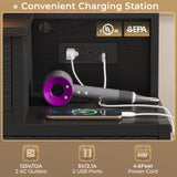 BTHFST Vanity Desk with Lights, Mirror, Charging Station - Black Wood Grain BTHFST