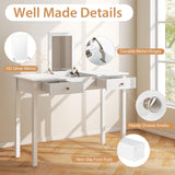 COSTWAY Vanity Desk with Flip Top Mirror, Dressing Table with 2 Drawers & 9 Storage Compartments, 44’’ Modern Makeup Desk for Girls Women Bedroom Dressing Room, White COSTWAY
