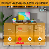 PayLessHere 40 inch Adjustable Height Standing Desk Computer Desk with Large Space and Headphone Holder Office Desk with Electric Lifting and Memory Function,Brown PayLessHere