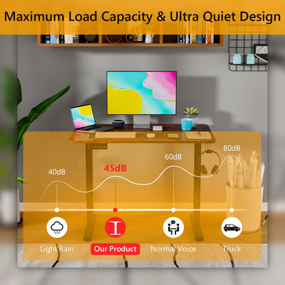 PayLessHere 40 inch Adjustable Height Standing Desk Computer Desk with Large Space and Headphone Holder Office Desk with Electric Lifting and Memory Function,Brown - WoodArtSupply
