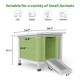 COZIWOW Rabbit Hutch, Outdoor Cat House Weatherproof, Bunny Cage Indoor with Openable, Portable Small Animals Shelters with Nonslip Ramp for Hideout Rabbits/Feral Cats/Chicken/Duck/Small Animals-Gray COZIWOW