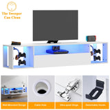 SogesPower Floating TV Stand Wall Mounted with Lights,LED TV Stand Floating Entertainment Center with Storage for Bedroom Living Room,Modern Floating Shelf for Under TV,White 55" SogesPower