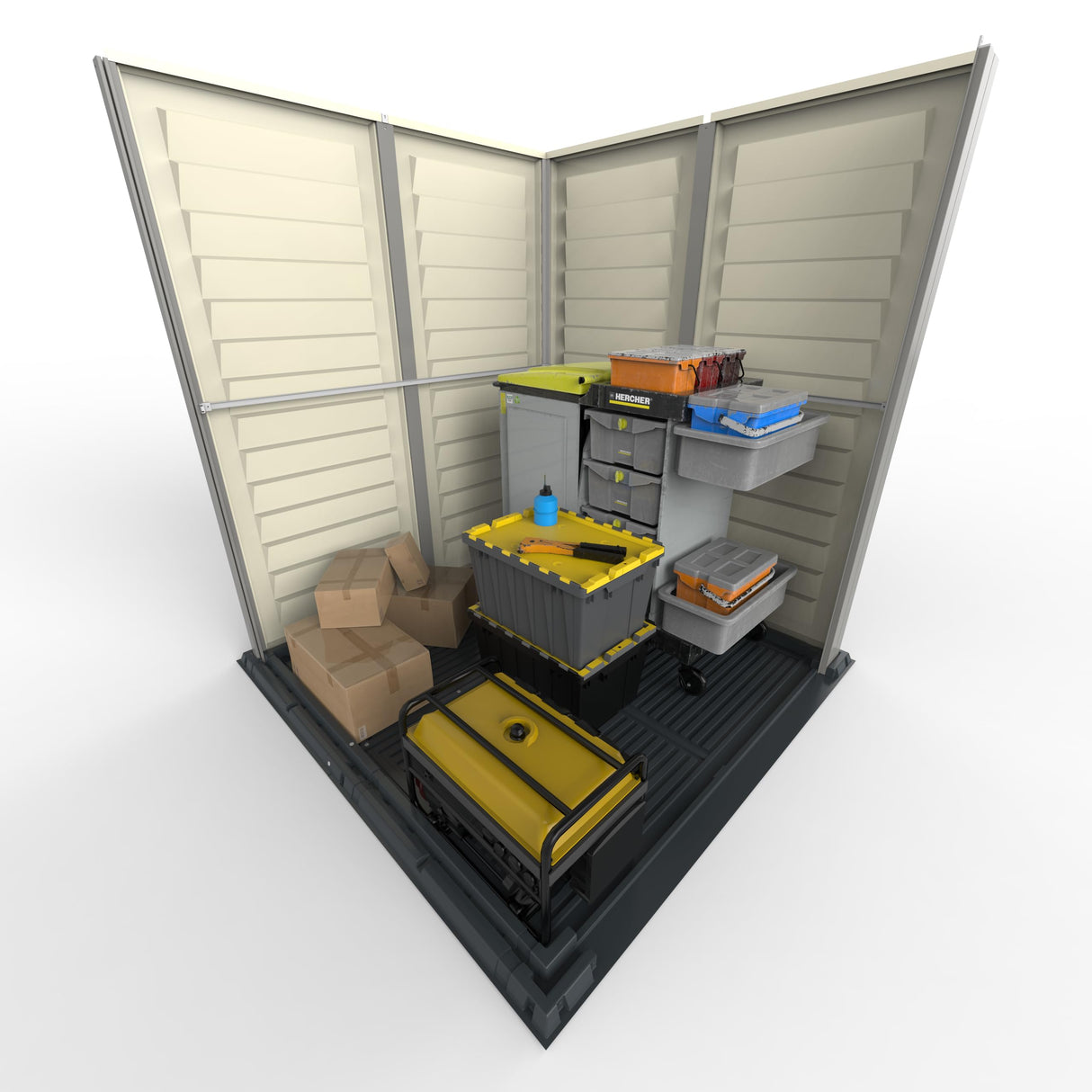 Duramax YardMate 5' x 5' Plus Plastic Garden Shed with Plastic Floor - Anthracite & Adobe - 15 Years Warranty DURAMAX