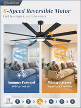 Fanbulous 72 Inch Large Ceiling Fans with Lights, Farmhouse Ceiling Fan with Light and Remote, Dual Finish 8 Blades, Reversible DC Motor,3 CCT, 6 Speed, Modern Ceiling Fan for Living Room Patio, Black Fanbulous