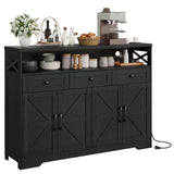 Befrases 51" L Modern Farmhouse Sideboard Buffet Cabinet, Black Storage Cabinet with Drawers & Shelves, Kitchen Pantry Hutch Cabinet, Coffee Bar Station Table for Living Room, Dining Room, Entryway Befrases