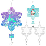WindMage 4Pack 8inch Sublimation Wind Spinner Blanks 3D Aluminum Metal Wind Sculpture Kinetic Spinners for Yard and Garden Indoor Art Sublimation Christmas Ornament Hanging Decoration (Snowflake) WindMage